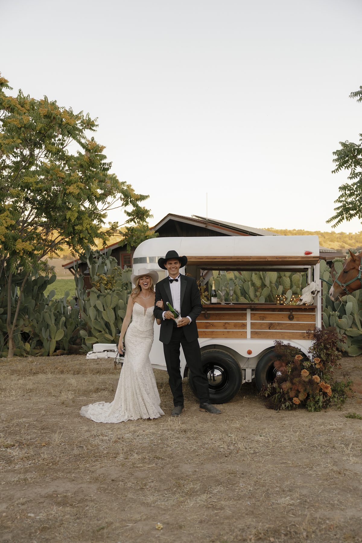 The horse-trailer bar at golden hour