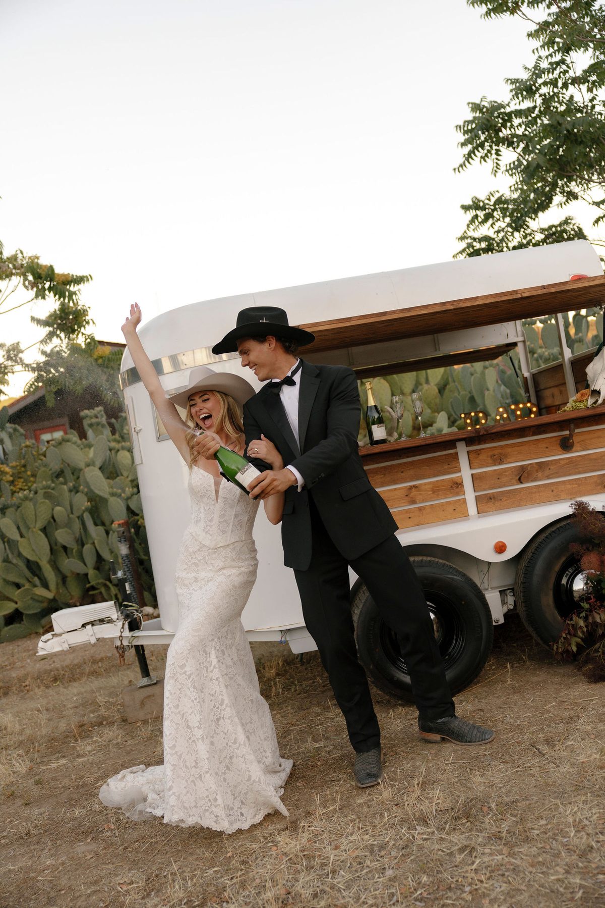 Champagne at the horse-trailer bar