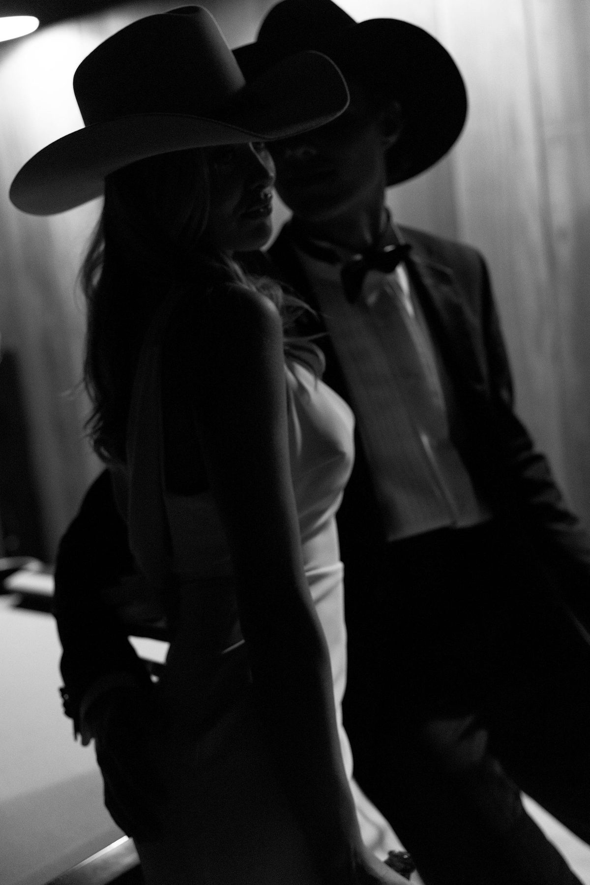The couple in silhouette, late in the night
